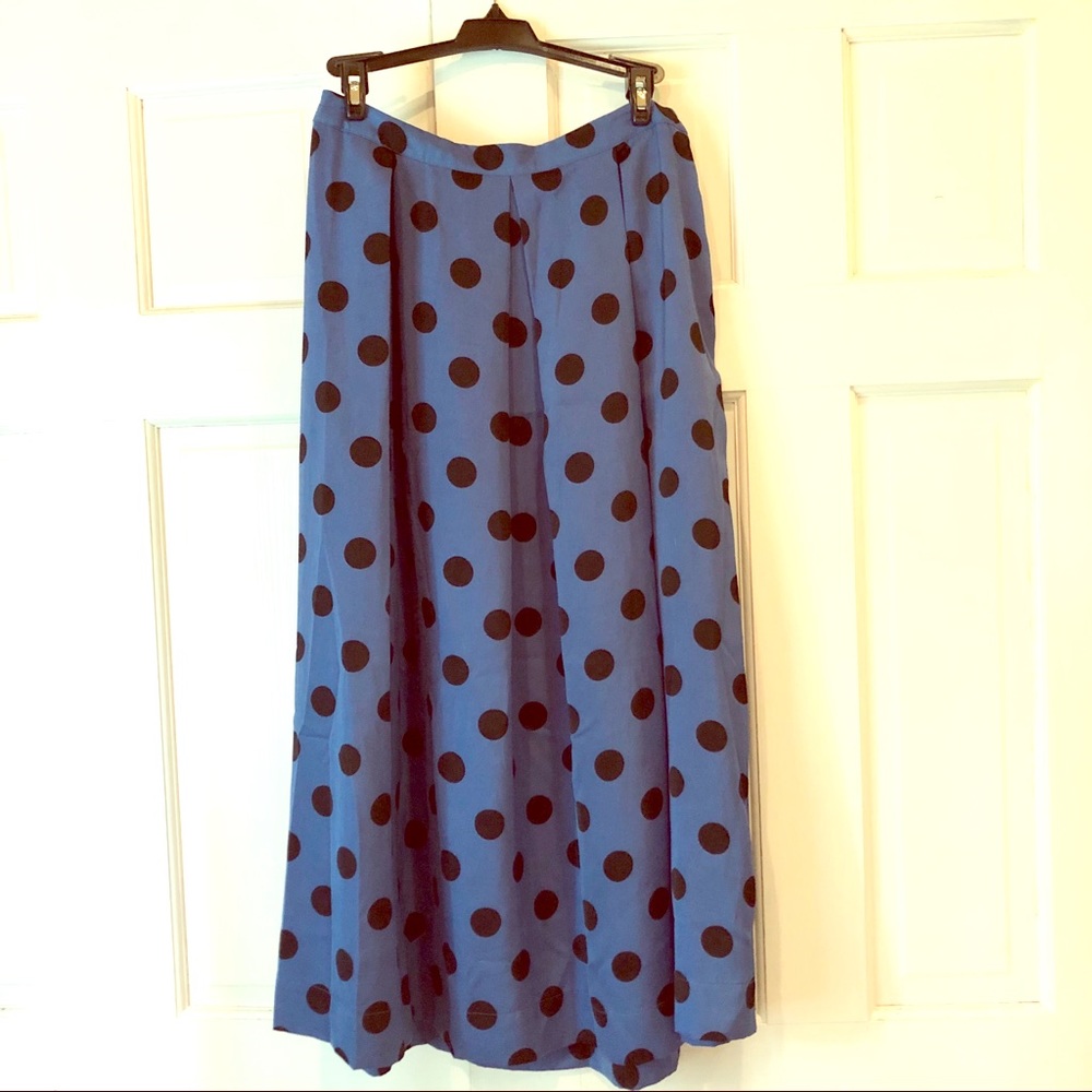 Who What Wear long blue/black polka dot skirt